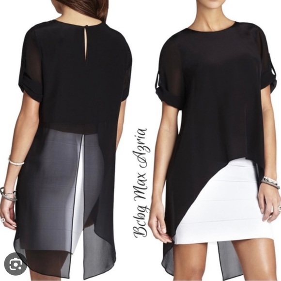 BCBG MaxAzria Black Silk sheer top - Picture 1 of 6